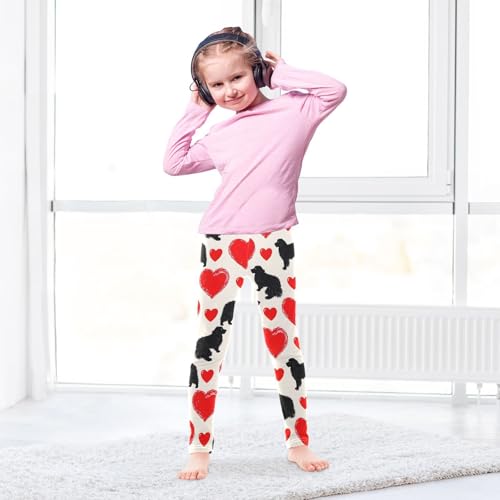 Black Dog Heart Girls Leggings Soft Stretch Workout Yoga Dance Pants for Kids Casual Tights4