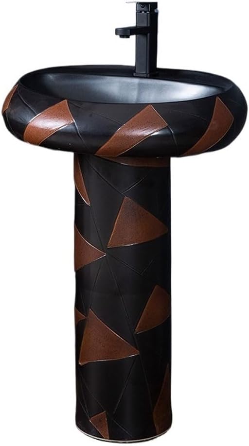 Pedestal Sinks Creative Personality Basin Vertical Art Wash Integrated Floor-Standing Balcony Bathroom Sink (A)