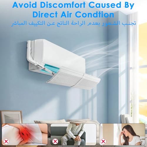 عاكس تدفق الهواء من ياكيتر، موزع مكيف هواء سبليت قابل للتعديل، قابل للسحب، تركيب سريع، بدون ثقب، فلتر هواء، يثبت على الحائط، خاص