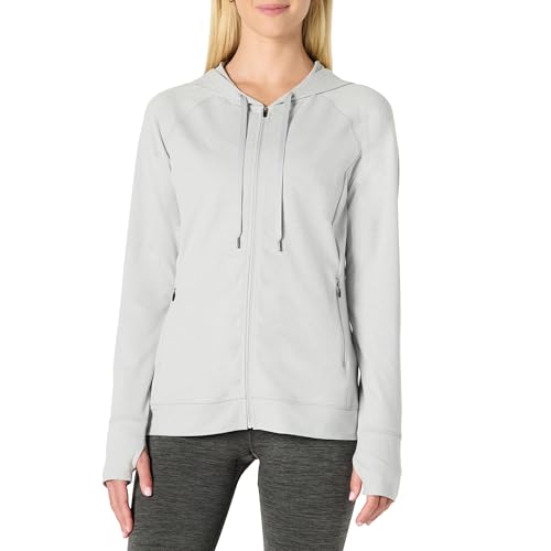 Amazon Essentials Women's Athletic Soft Performance Lightweight Zip Up Workout Hoodie Jacket, Space Dye Dove, X-Small - image 1