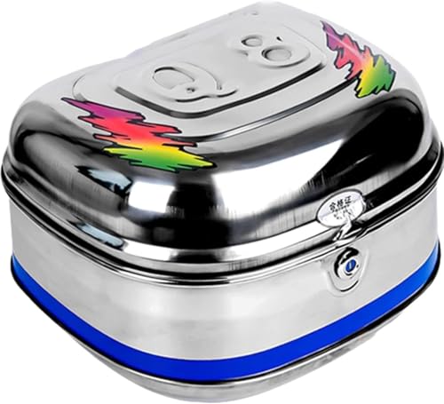 バイク リアボックス バイクボックス ステンレス鋼 電気自動車のトランク ロック付き 大容量 取付ベース付 鍵2本 キーロック 防水防塵 耐衝撃 (K(42.5X35X28.5CM))