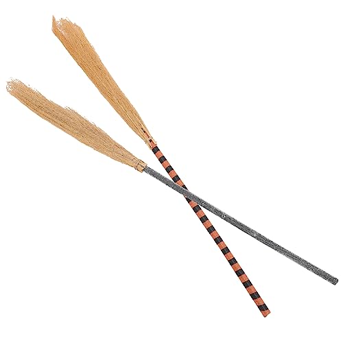 KOMBIUDA 2pcs Witch Broom Decor Halloween Performance Prop Foldable Broom Halloween Besom Witches Broom Halloween Props Cosplay Prop Halloween Broom Prop Broom for Halloween Plastic Yellow