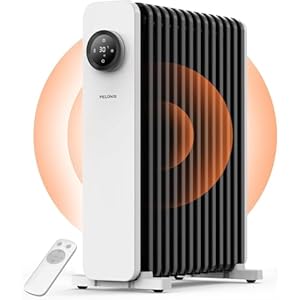 pelonis radiateur bain d'huile 2500w, 3 niveaux de puissance basse consommation, 13 éléments radiateur electrique, thermostat, minuterie de 24 heures, chauffage électrique avec télécommande