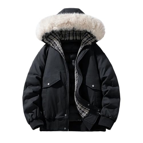 Manteau coupe-vent doublé à carreaux homme veste cargo hiver
