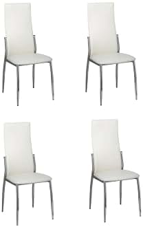 vidaXL 4 sillas de Comedor Cromo de Cuero Blanco