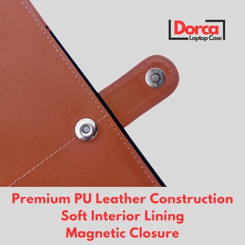 Image of Dorca Premium PU Leather Laptop Sleeve for Motorola Motobook 60 Pro (14IAH101) 14-inch- Slim Fit, Water-Resistant, Shockproof Protective Cover (Brown)