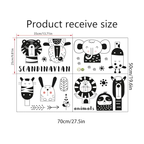 4 hojas de vinilos decorativos animales en blanco y negro miniatura 2