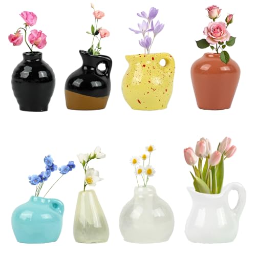 Image of HASTHIP Fridge Magnets Refrigerator Stylish, Decorative Resin Retro Empty Vase, Mini Magnetic Vase for Fridge, Pack of 8