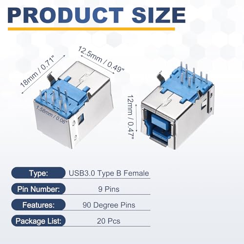 Conectores USB 3.0 tipo B de 9 pines y 90 grados para reparar proyectos de electrónica 2