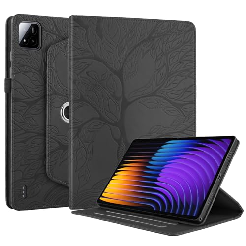 Succtopy Hülle für Xiaomi Pad 7/Pad 7 Pro 11.2 Zoll 2024 PU Leder 360°Drehbar Multi-Winkel Schutzhülle mit Standfunktion & Stifthalter für Xiaomi Pad 7/Pad 7 Pro 2024 11.2 Zoll Schwarz