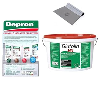 PELLECCHIA 1969 | KIT DEPRON Pannello Isolante Depron 80 x 125 cm confezione da 20 pannelli (tot.20mq) + Colla Glutolin da 8 Kg + Spatola Dentata Pavan (6 MM)