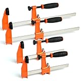 Yiad Clamp Set for Woodworking, 12 Inch 2PCS + 6 Inch 2PCS F Style Bar Clamps, Heavy Duty Wood Clamps for Furniture Installation, Garage & Workshop Use