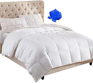 WhatsBedding 100% Cotton Down Comforter White Goose Duck Down and Feather Filling All