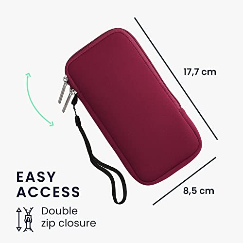 Kwmobile Neoprene Phone Pouch Size Xxl - 7" - Universal Cell Sleeve Mobile Bag With Zipper, Wrist Strap - Red #TOP5
