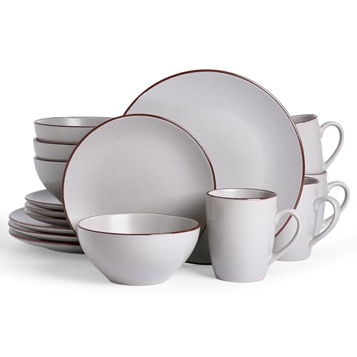 Famiware Venus Dinnerware Sets with Mugs, Ceramic Plates and Bowls for 4
