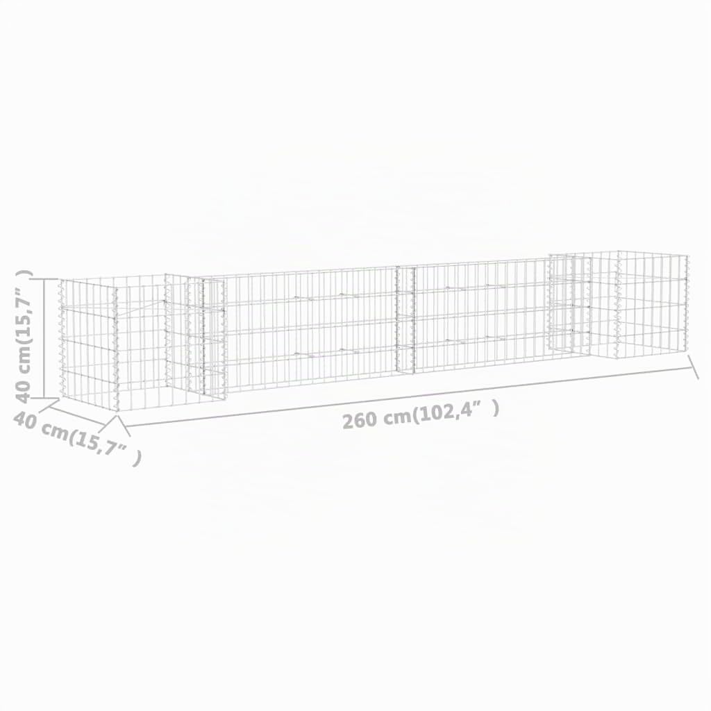 vidaXL Gabbione per Fioriera ad H Gabbia Rete per Aiuola Accessori Arredo da Giardino Giardinaggio Orto Rialzato in Filo di Acciaio 260x40x40 cm