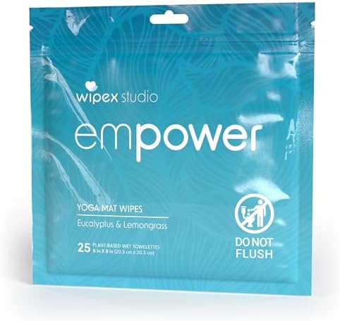 Wipex Studio Empower Yoga Mat Cleaner Wipes 25ct Zip Pack, Ultra ...