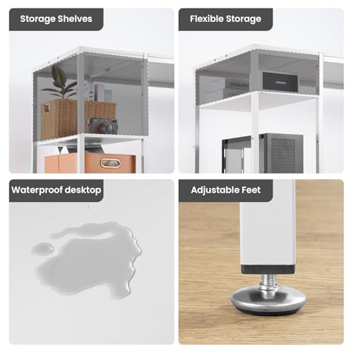 MINOSYS 47-inch Computer Desk with Storage Shelf - Ideal Gaming Desk for Bedrooms, Small Spaces, and Home Offices Modern Writing Desk for PCs,White Table. by MINOSYS - Used condition - Image 6