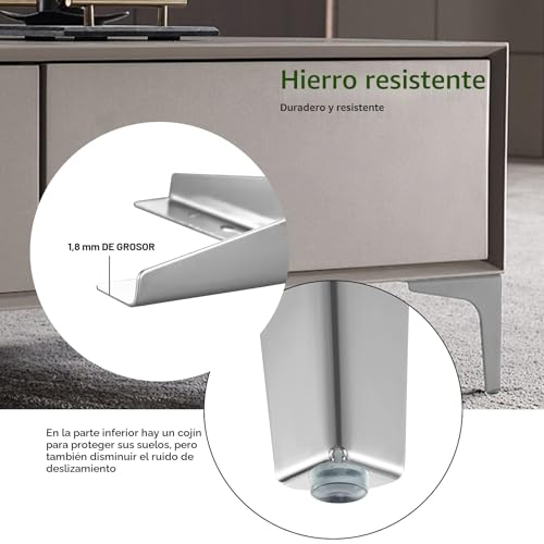 Patas de metal para muebles Knpwer de 15 cm con base triangular para sofás y sillas 4
