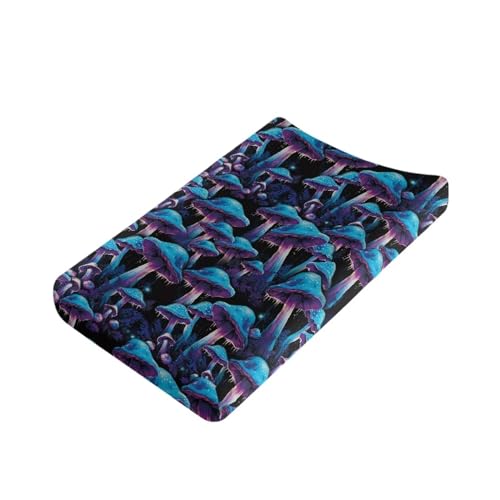 Image of Murshroom Trippy Baby Changing Pad Cover Infant Newborn Diaper Table Change Mat Sheet Cover Cattle Floral Changing Table Covers for Boys Girls