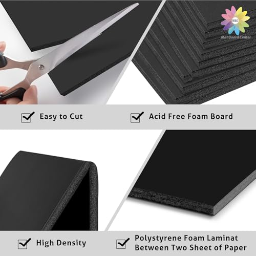 Mat Board Center, Pack of 25 Foam Core Backing Boards 3/16" (5x7, Black) - Thumbnail 3