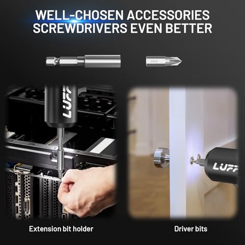 Electric Screwdriver Set, 4V Cordless Rechargeable Screwdriver with 4.5 N.m Torque, 1500 mAh Battery USB-C, LED Light, 12 Bits for Furniture/Electrical Repairs by LUFF - Image 6