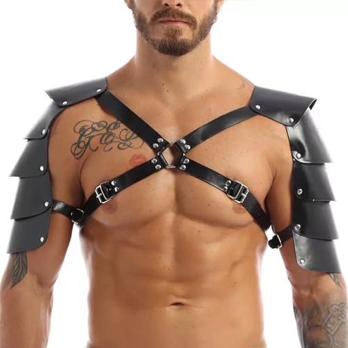 PIIKNUO Harness Männer Leder Body Brust Harness Soldat Rüstung Harness Punk Fetisch Bandage Harness Sexy Unterwäsche für Mann Schulterpanzer für...