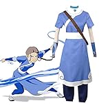 Blau Katara Kostüm Aang Cosplay Rot Katara Outfit Toph Bengfang Bodysuit Anime Charaktere Cosplay Erwachsene Kleid Uniform, Katara-blau, S