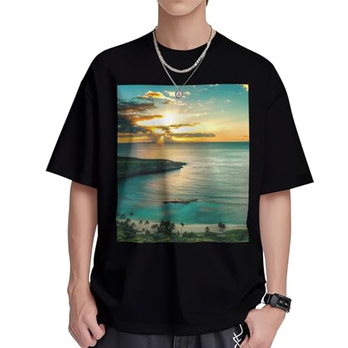 T-shirt Hanauma Bay Oahu Hawaï pour femme en coton décontracté et ample à col rond d'été