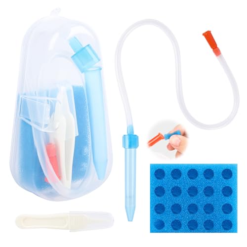 Baby Nasal Aspirator Nose Cleaner Set - Gentle with Travel Case, Includes Nose Cleaning Tweezers & 20 Filters for Congestion Relief