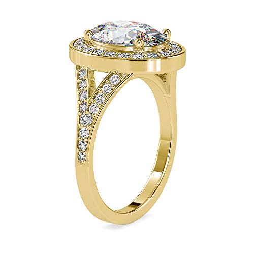 Vvs Halo Engagement Ring Studded With 0.54 Ct Round Natural & 2.55 Ct Center Oval Moissanite Diamond In 14K White/Yellow/Rose Gold Anniversary Ring For Women | Promise Ring For Her (Ij-Si, G-Vs2) #TOP1