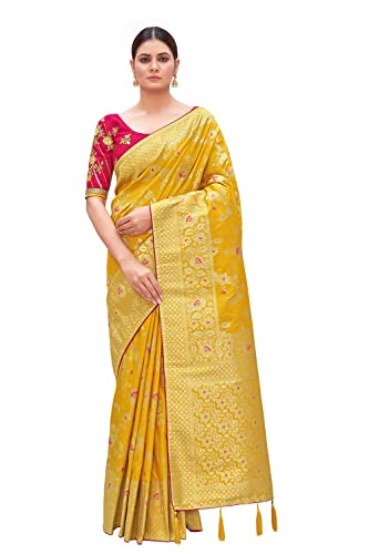 Monjolika Fashion Women's Pure Kanjivaram Style Banarasi Soft Design silk Saree With Blouse Piece For Wedding (37769 color) product image 11