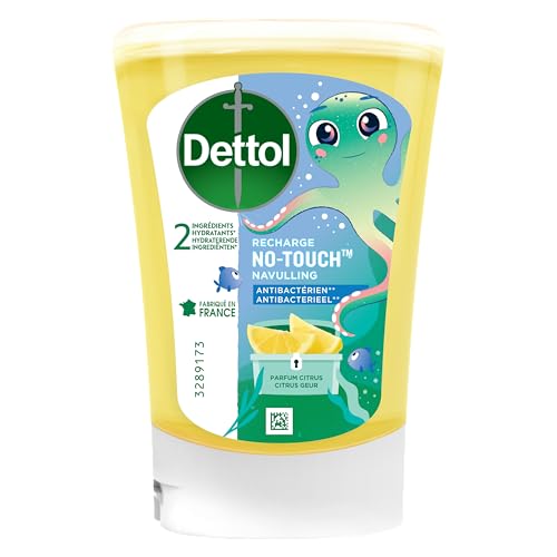 Dettol - Distributeur Automatique de Gel Lavant Mains sans Contact No-Touch et Sa Recharge Parfum Citron - 250 ML