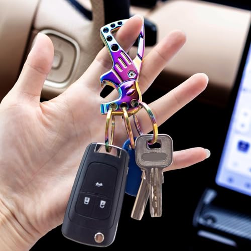 Image of Heavy Duty Key chain, Carabiner Clip Keychain with Bottle Opener, 3 Key Rings for Car Keys, Metal Secure Snap Lock, Family Present for Men and Women(Multicolor,1-Pack)