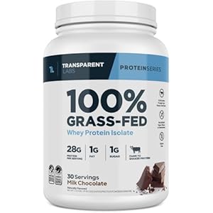Transparent Labs Grass-Fed Whey Protein Isolate – Naturally Flavored, Gluten Free Whey Protein Powder with 28g of Protein per Serving & 9 Amino Acids – 30 Servings, Milk Chocolate
