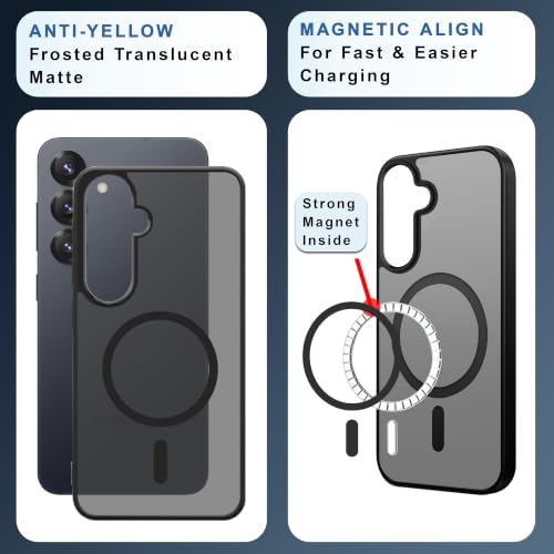 Image of CEDO Magnetic Cover for Samsung Galaxy S25 | Compatible with MagSafe Wireless Charging | Matte Black Case Designed with Magnetic Lock Shockproof Edge Protection Backcover (Translucent Black)