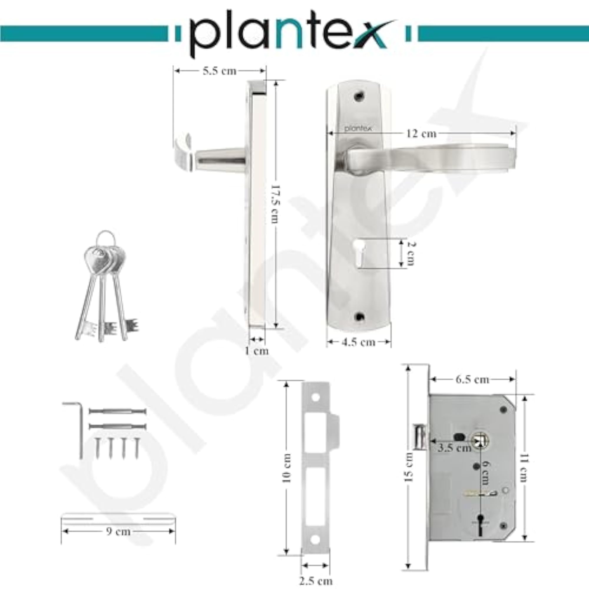 Heavy-Duty Door Lock Set with Mortise Lock and 3 Keys