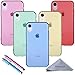 iPhone XR Case, Wisdompro Bundle of 5 Pack [Extra Thin][Slim] Jelly Soft TPU Gel Protective Case Cover for Apple iPhone XR (Blue, Aqua Blue, Hot Pink, Yellow, Red)- Transparent Color