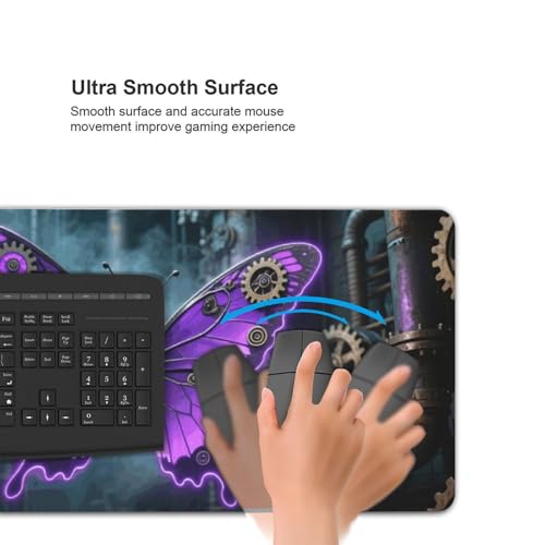 Tapis de souris de jeu papillons violets avec surface imperméable et base antidérapante - 4