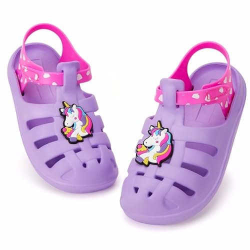 Image of FUNCOO PLUS Boys Girls Sandals Toddler Lightweight EVA Water Shoes Kids Closed Toe Fisherman Sandals Summer Beach Sports Shoes Outdoor