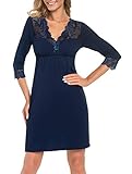exklusives Damen Nachtkleid langarm Negligee Sleepshirt Viskose NachtwÃ¤sche Nachthemd Dessous