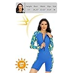 Halcurt Women's Boyleg One Piece Rash Guard with Built in Bra Zip Front UPF50+ Long Sleeve Full Body Surfing Swimsuit - Image 3