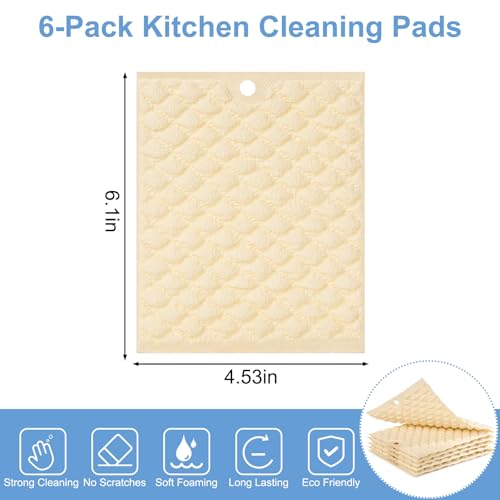 TIVERAIN Scrub Pads,6PCS Non-Scratch Dish Scrubber for Kitchen,Reusable Dish Sponges for Pot, Heavy Duty Scouring Pad,Dishwasher Safe Soft Scrub for Washing Pans, Countertop, Cooktop,Tableware