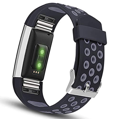 Neuvikter Pulseira esportiva de silicone ajustável de substituição de duas cores com orifício respir