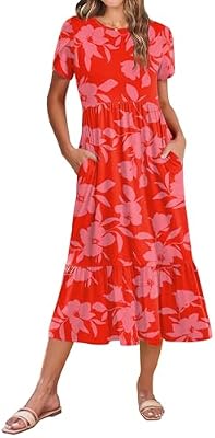 Zeagoo Women's Summer Casual Loose Dress Short Sleeve Aline Midi Dresses 2026 Layered Flowy T Shirt...