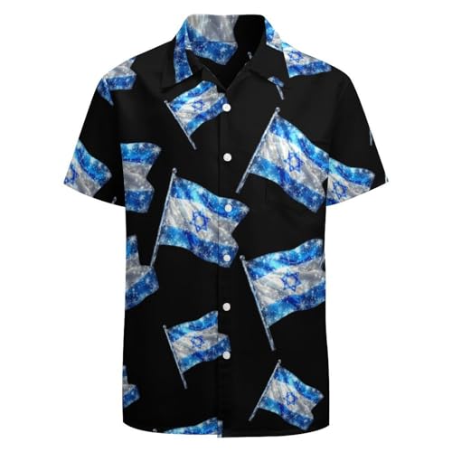 Israel Novelty Flag Casual Mens Shirts Hawaiian Button Down Short Sleeve T Shirt Tee Top3