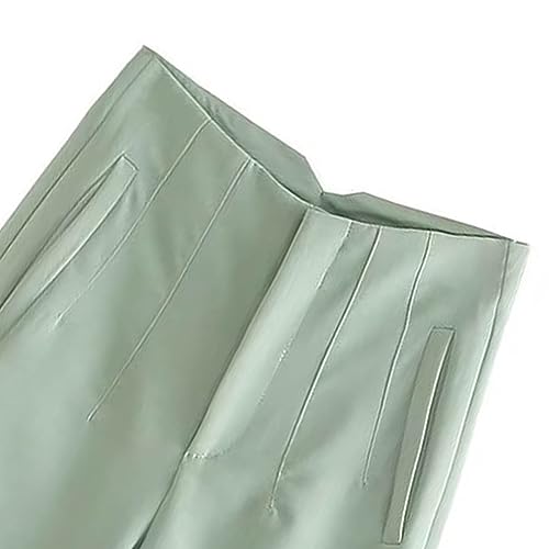 Women's Solid Color High Waisted Straight Leg Pants Daily Commuting Casual Dress Pants Button Down Pants2