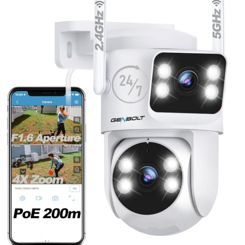 Image of GENBOLT PTZ Outdoor WiFi Camera 2.4&5GHz, CCTV Surveillance PoE Outdoor IP Camera with Colorful Night Vision, Humanoid Detection, Automatic Tracking [Dual Screen]