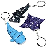 Tizee Ocean Animal Keychain Set of 3- Whale, Shark, and Manta Ray - 3D Printed Bag Charm Pendant - Marine Life Accessories