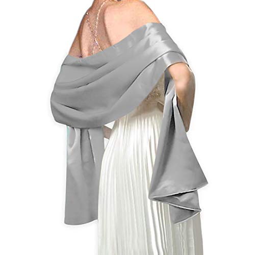 Chiffon Satin Shawl Wrap for Evening Prom Wedding Party Dress Women Girl Cover Ups 67’’ PS11